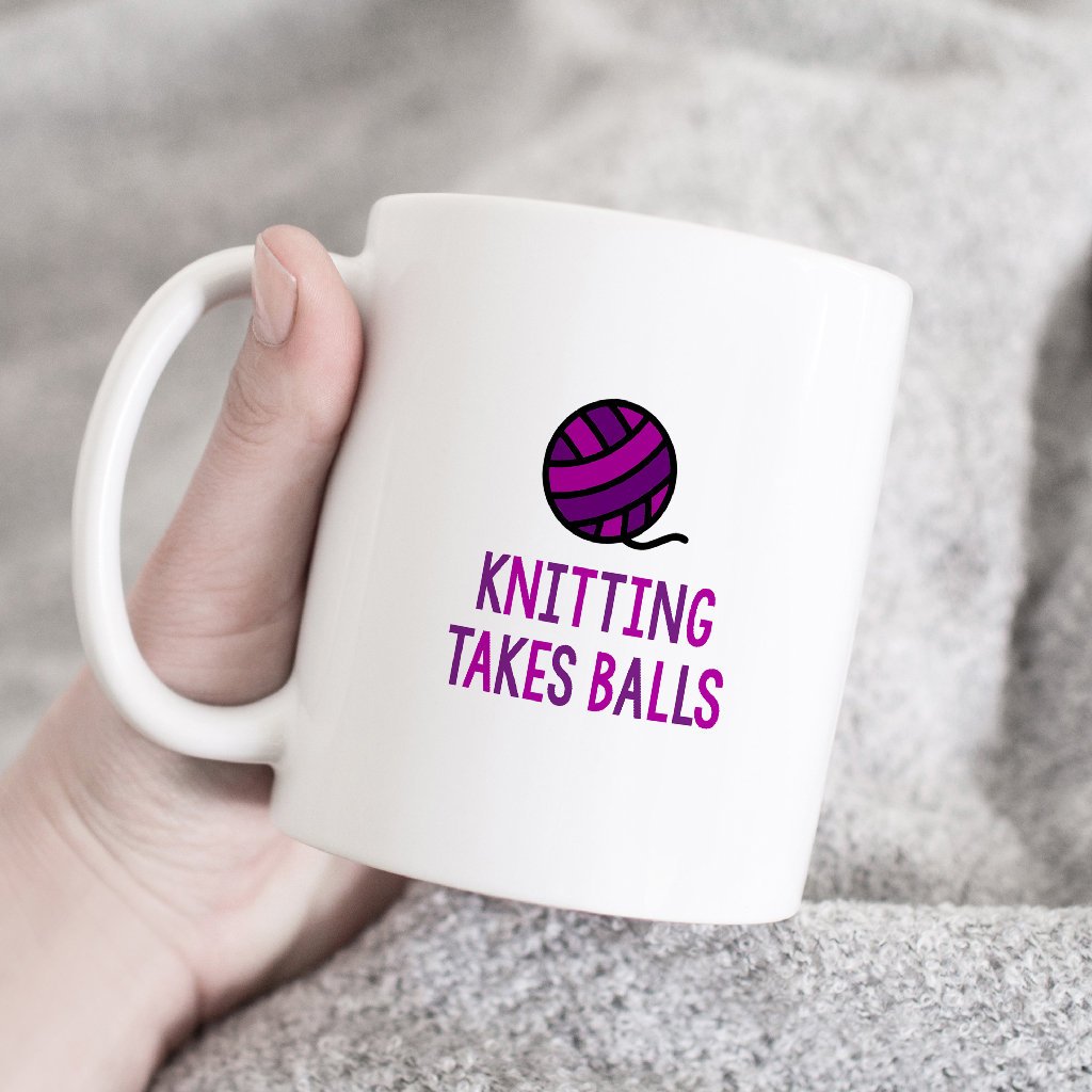 Funny Knitting Mug | Knitting Takes Balls - Bettie Confetti