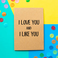 Funny Parks and Recreations Card | I Love You And I Like You - Bettie Confetti